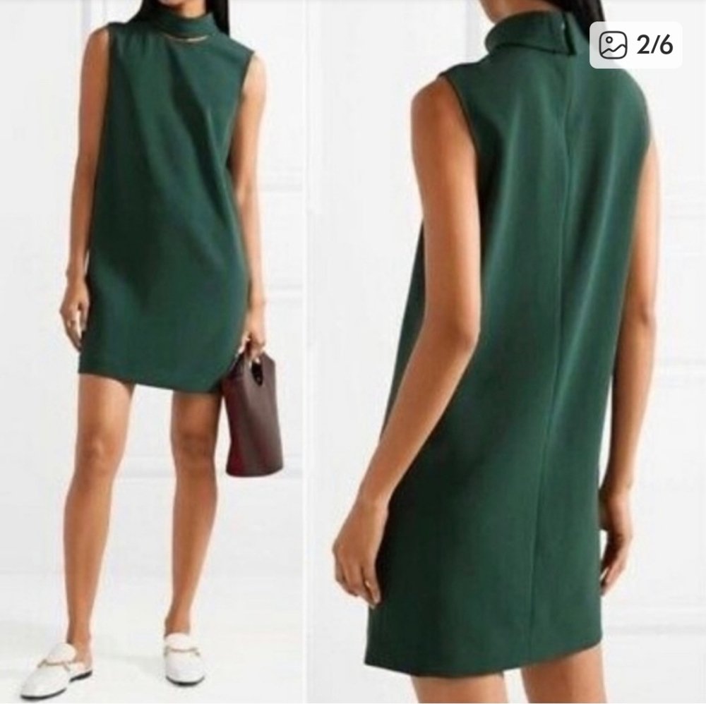 Theory Dark Green Sleeveless Sheath Dress With Neckline Detail Size 0
